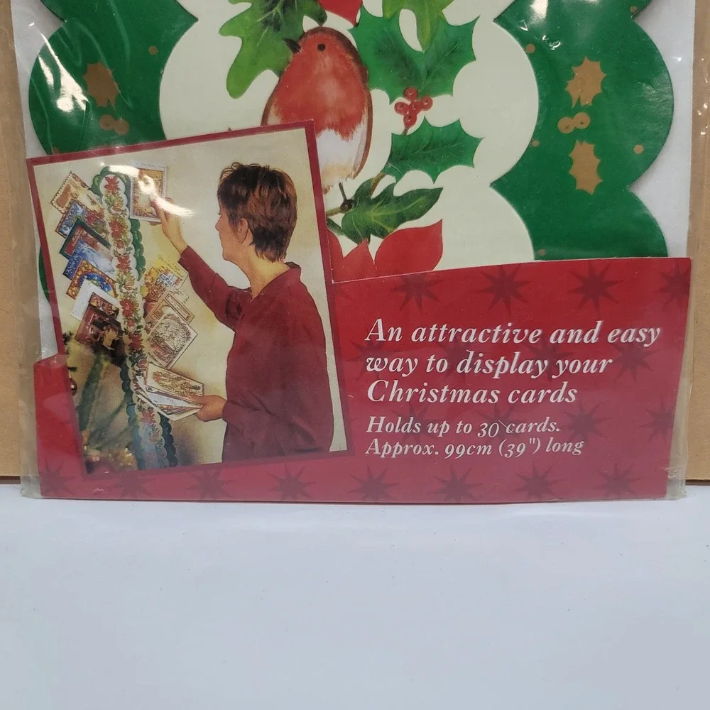 Vtg 1983 Cardboard Christmas Card Holder Poinsettia Bird 39
